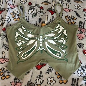 Green Butterfly Tank Top